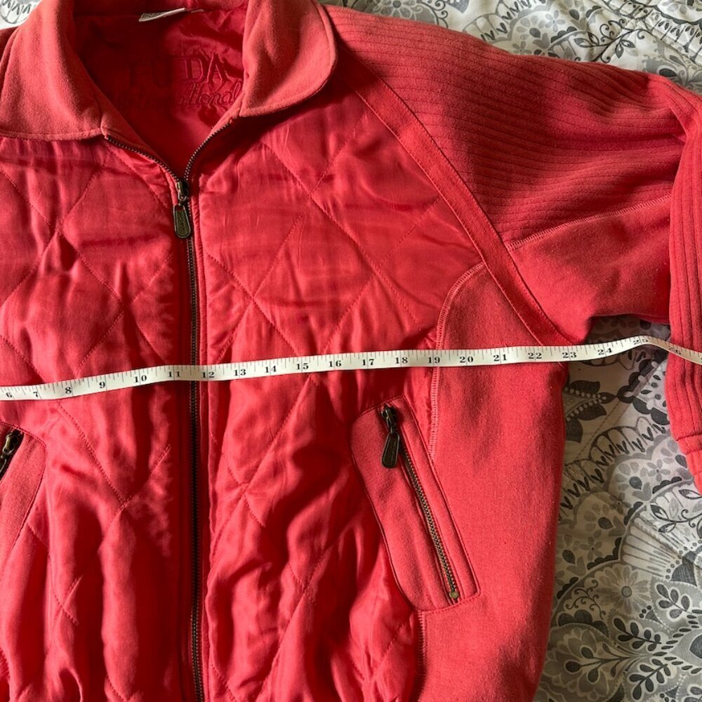 FUDA international pink quilted bomber jacket full zip Size Medium women vintage - Picture 7 of 9